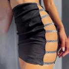 Strappy Cut-out Mini Pencil Skirt