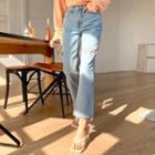 Frayed Slit Wide-leg Jeans