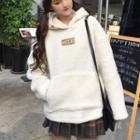 Fleece Letter Hoodie Off-white - One Size