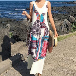 Print Sleeveless Wide-leg Chiffon Jumpsuit