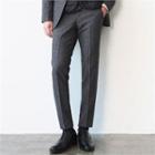 Herringbone Wool Blend Straight-cut Dress Pants