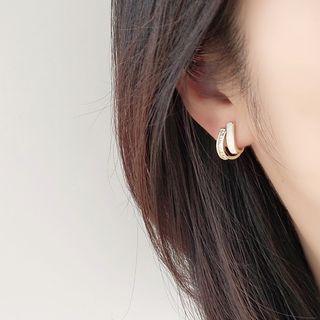 Double Hoop Clip On Earring 1 Pair - White - One Size