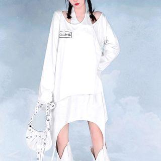 Long-sleeve Halter Mock Two-piece T-shirt
