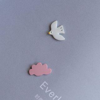 Non-matching Alloy Bird & Cloud Earring 1 Pair - 925 Silver - As Shown In Figure - One Size