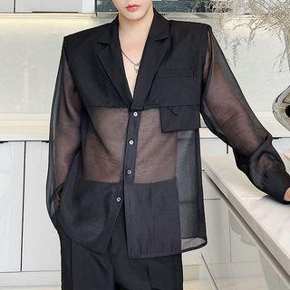 Plain Sheer Panel Blazer