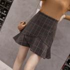 Ruffle-hem Check Mini A-line Skirt