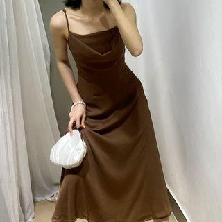 Spaghetti-strap Asymmetric Hem A-line Dress