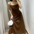 Spaghetti-strap Asymmetric Hem A-line Dress