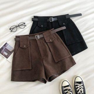 Double-pocket High-waist A-line Shorts With Belt