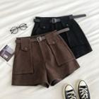 Double-pocket High-waist A-line Shorts With Belt