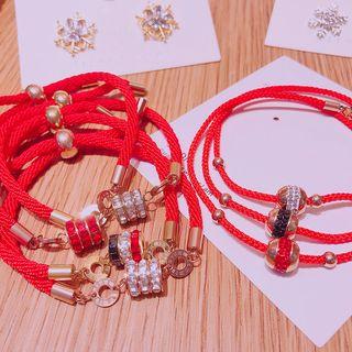 Rhinestone Red String Bracelet