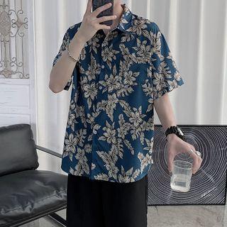 Leaf-print Short-sleeve Shirt