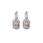 Rhinestone Alloy Dangle Earring E2040-2 - 1 Pair - Pink & Yellow & Blue Rhinestone - Silver - One Size