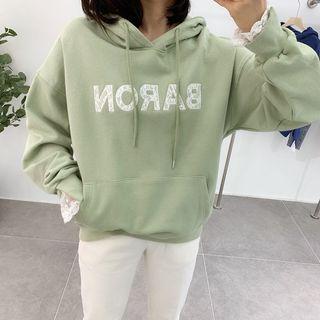 Long-sleeve Lace-detailed Letter Hoodie
