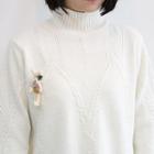 Mock-neck Cable-knit Sweater With Brooch