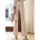 Metallic-button Boot-cut Dress Pants