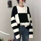 Two-tone Crewneck Sweater As Shown In Figure - One Size