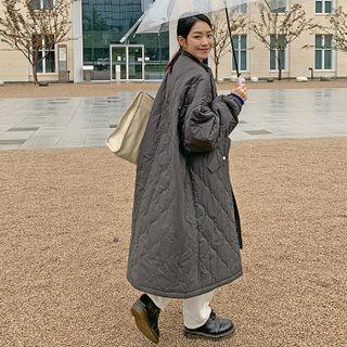 Drop-shoulder Long Quilted Field Coat