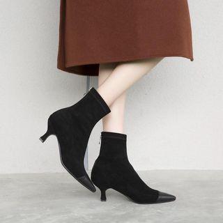 Genuine Leather Kitten Heel Short Boots