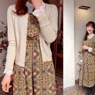Lace-trim Patterned Dress