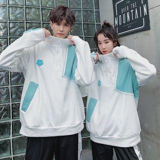 Couple Matching Lettering Half-zip Hoodie