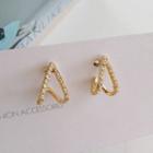 Rhinestone V Shape Earring 1 Pair - S925 Silver - As Shown In Figure - One Size