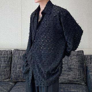 Long Sleeve Feather Asymmetrical Shirt