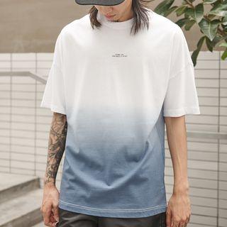 Short-sleeve Lettering Gradient T-shirt