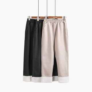 Fleece-hem Wool Harem Pants