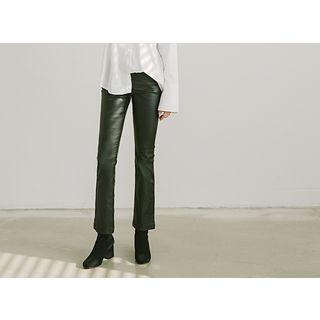 Coated Semi Boot-cut Pants