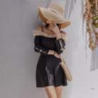 Long-sleeve Cold-shoulder Swimdress