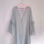 3/4-sleeve Long Light Jacket Jacket - Ash Gray - One Size