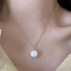 Pearl Pendant Stainless Steel Necklace Gold - One Size