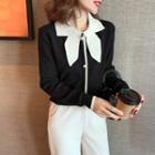Tie-neck Polo-neck Cardigan