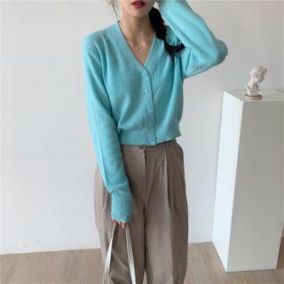 Plain Knit Cardigan Green - One Size