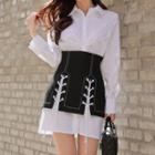 Set: Short-sleeve Shirt Dress + A-line Skirt