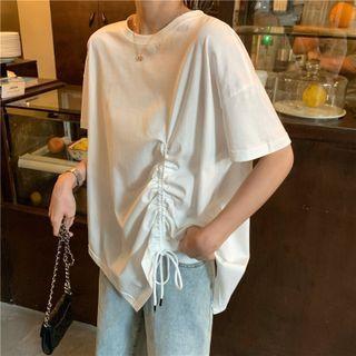 Drawstring Irregular Hem T-shirt