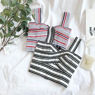 Wide Strap Patterned Crop Top