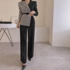 Houndstooth-panel Wide Jumpsuit With Belt