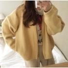 Loose-fit Open-front Cardigan Yellow - One Size