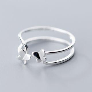 925 Sterling Silver Butterfly Opened Layered Ring Silver - One Size