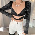 Long-sleeve Cutout Strappy Crop Top