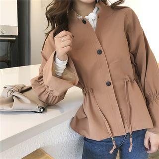 Plain Bell-sleeve Cropped Jacket