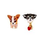 Fashion Cute Plated Gold Enamel Puppy Asymmetric Stud Earrings Golden - One Size