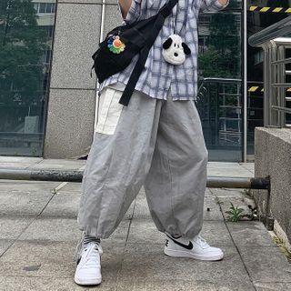 Drawstring Cargo Wide-leg Jogger Pants