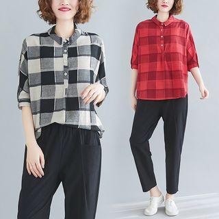 Plaid Semi-sleeve Shirt