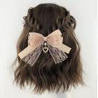 Faux Pearl Heart Lace Bow Hair Clip