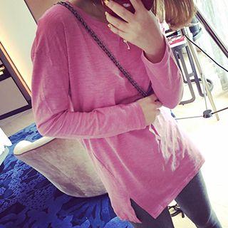 Long-sleeve Slit T-shirt