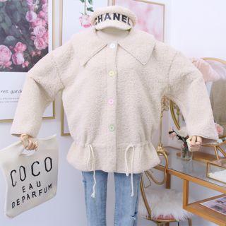 Peter Pan-collar Loose-fit Fleece Jacket