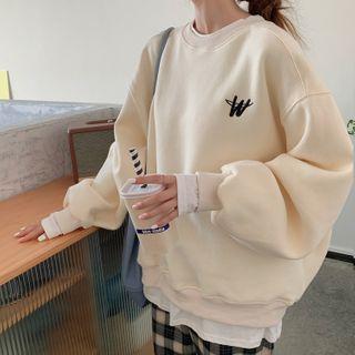 Lettering Embroidered Mock Two-piece Sweatshirt